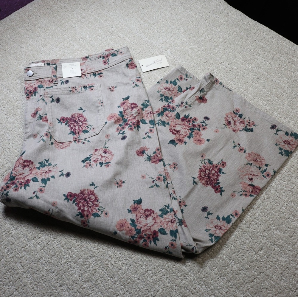 Universal Thread Floral Sailor Straight Leg Jeans High Rise Tan Pink Size 26